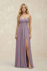 A-Line Sweetheart Pleated Chiffon Bridesmaid Dress in Dusk | KISSBRIDAL