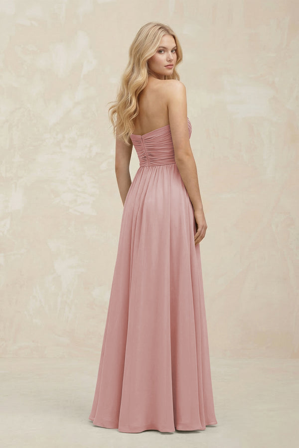 A - Line Sweetheart Pleated Chiffon Bridesmaid Dress in Dusty Rose - SHE IS ME Bridesmaid Dresses