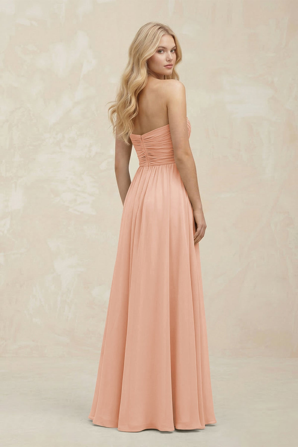 A - Line Sweetheart Pleated Chiffon Bridesmaid Dress in English Rose - KISS BRIDAL Bridesmaid Dresses