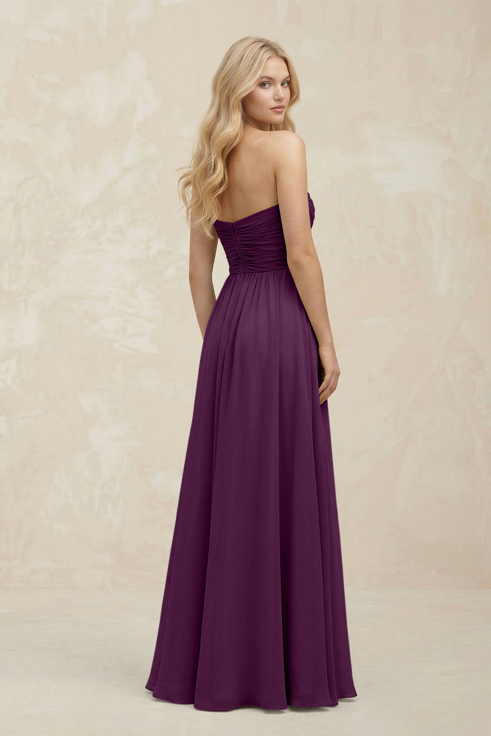 A-Line Sweetheart Pleated Chiffon Bridesmaid Dress in Fig