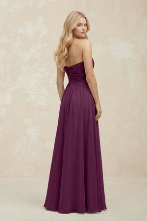A - Line Sweetheart Pleated Chiffon Bridesmaid Dress in Fig - SHE IS ME Bridesmaid Dresses