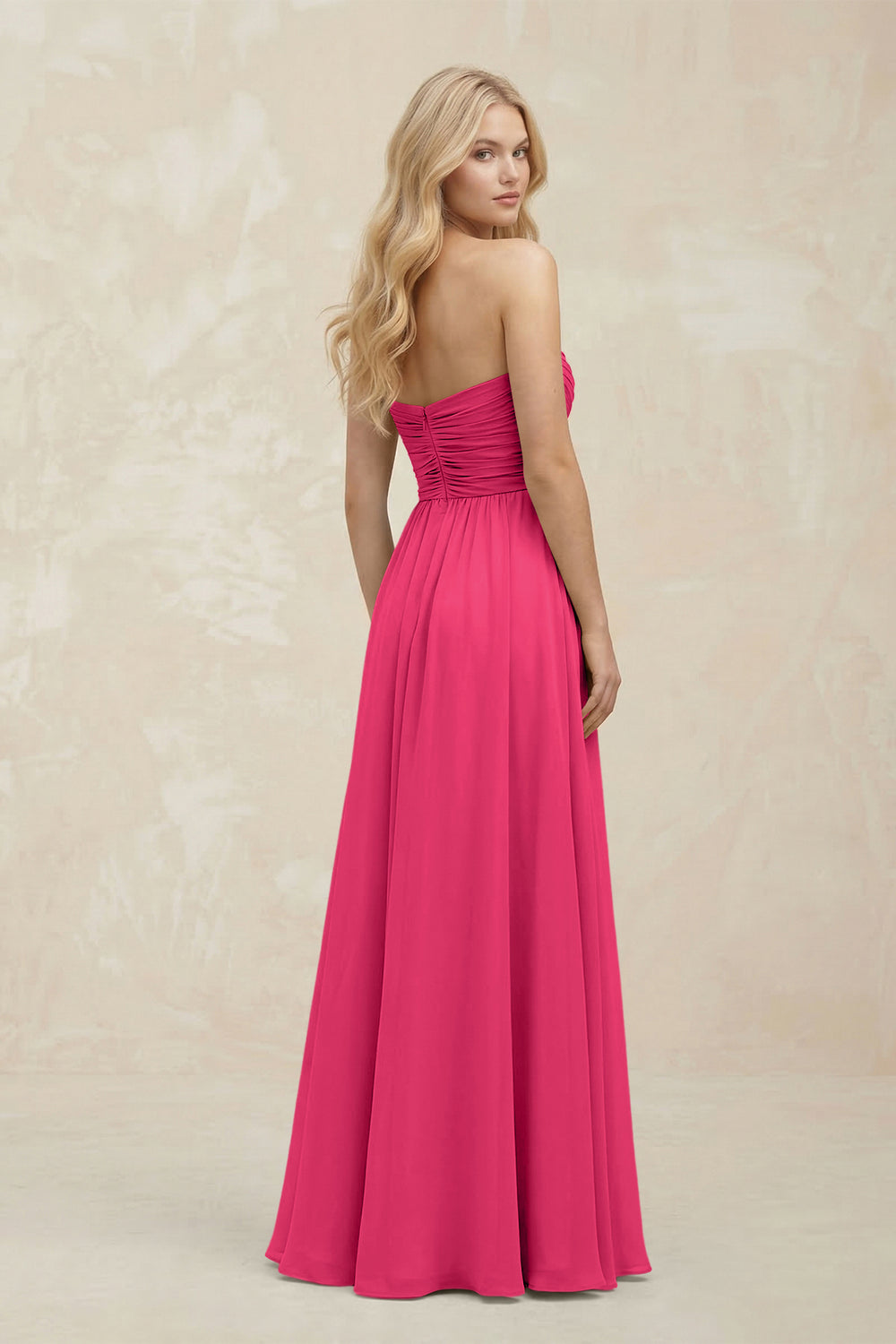 A-Line Sweetheart Pleated Chiffon Bridesmaid Dress in Fuchsia