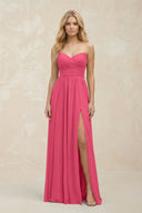 A - Line Sweetheart Pleated Chiffon Bridesmaid Dress in Fuchsia - SHE IS ME Bridesmaid Dresses