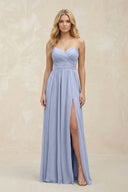 A-Line Sweetheart Pleated Chiffon Bridesmaid Dress in Ice | KISSBRIDAL