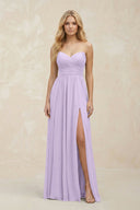 A - Line Sweetheart Pleated Chiffon Bridesmaid Dress in Lavender - SHE IS ME Bridesmaid Dresses
