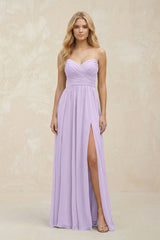 A - Line Sweetheart Pleated Chiffon Bridesmaid Dress in Lavender - KISS BRIDAL Bridesmaid Dresses