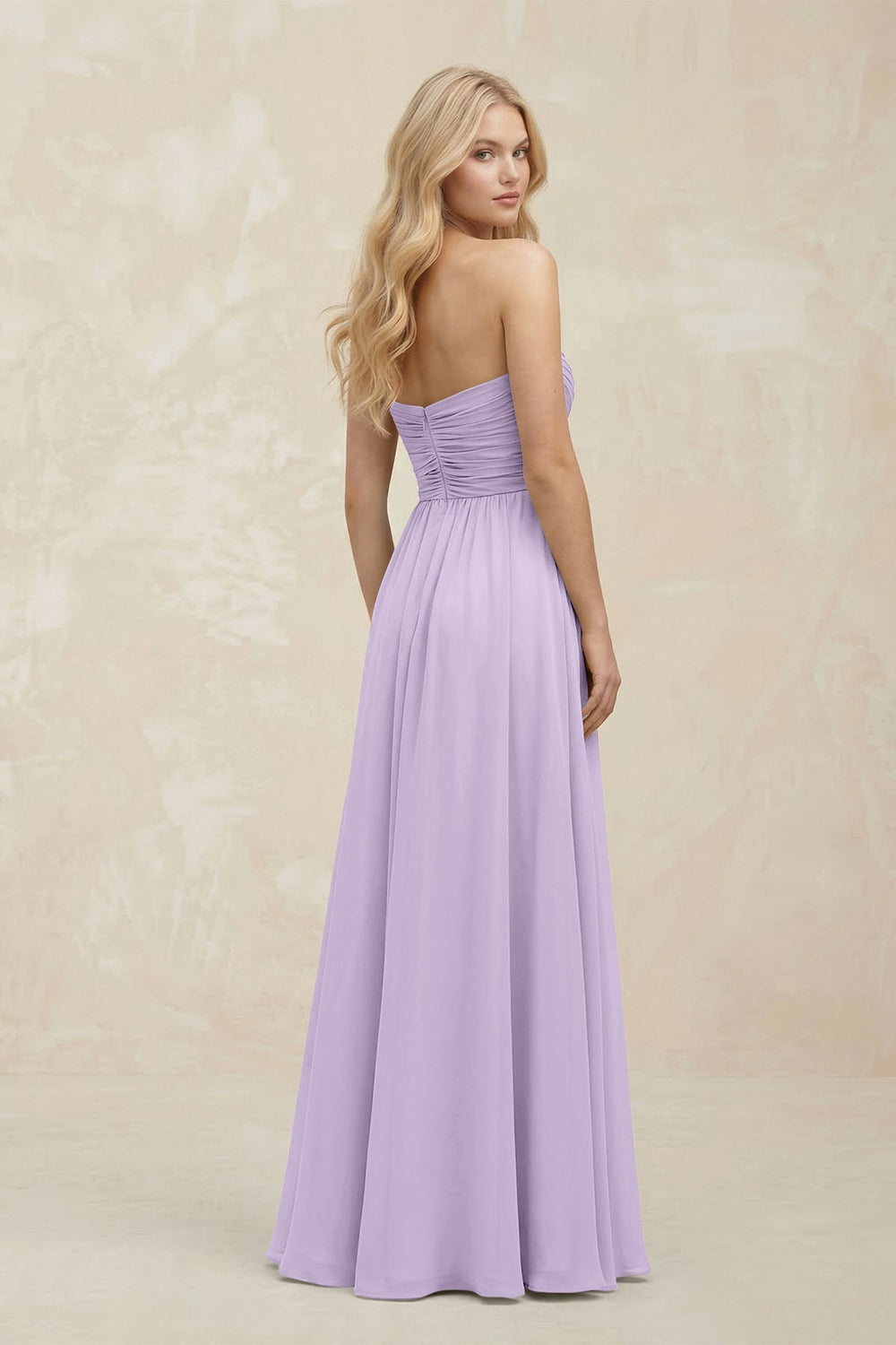 A - Line Sweetheart Pleated Chiffon Bridesmaid Dress in Lavender - KISS BRIDAL Bridesmaid Dresses