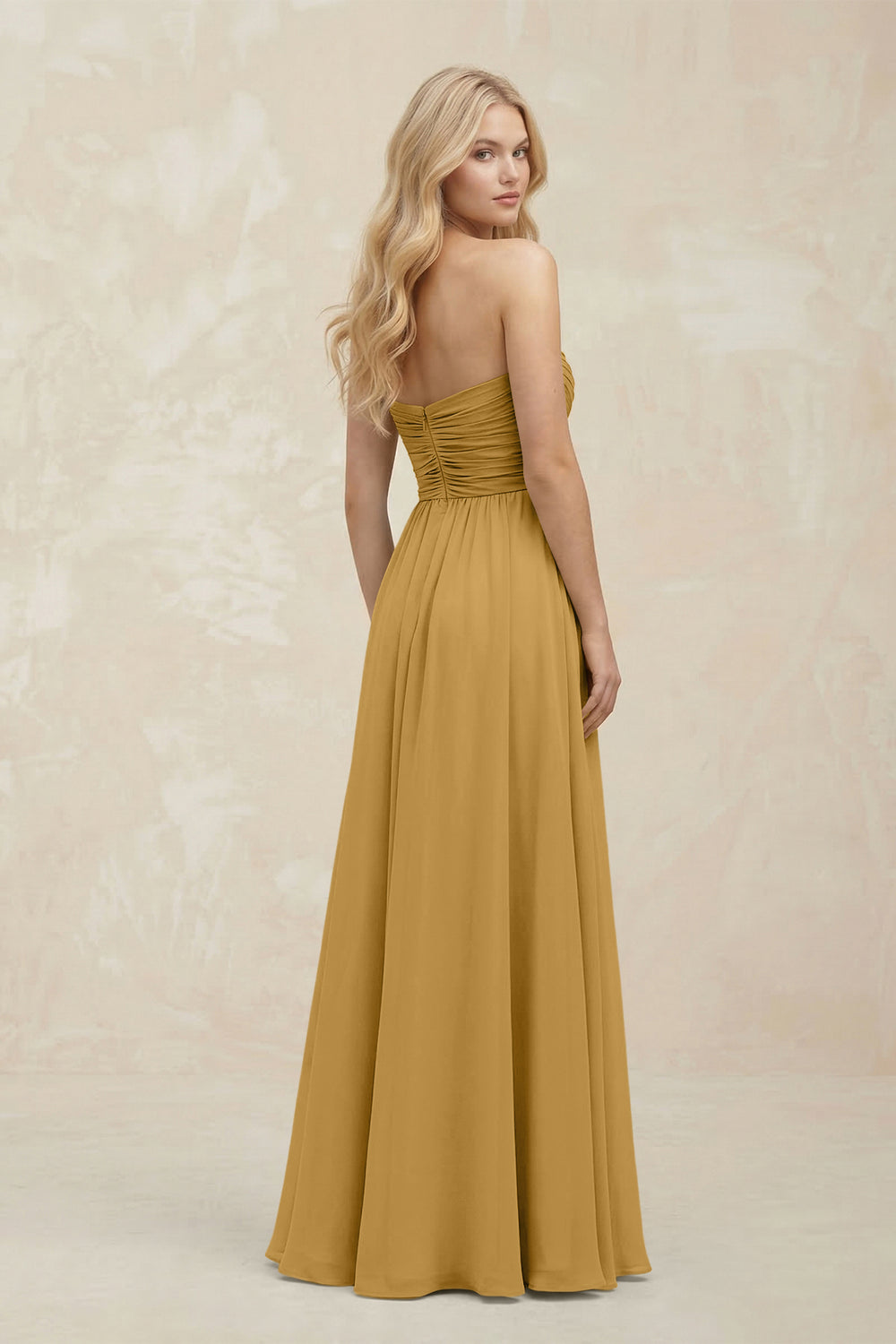 A-Line Sweetheart Pleated Chiffon Bridesmaid Dress in Marigold