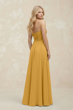A - Line Sweetheart Pleated Chiffon Bridesmaid Dress in Marigold - SHE IS ME Bridesmaid Dresses