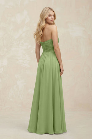 A - Line Sweetheart Pleated Chiffon Bridesmaid Dress in Matcha - SHE IS ME Bridesmaid Dresses