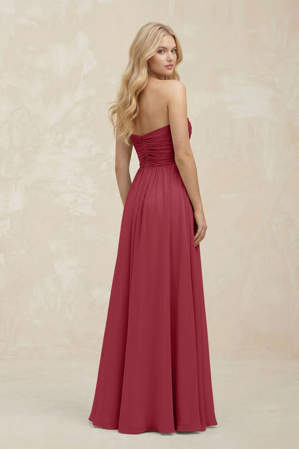 A-Line Sweetheart Pleated Chiffon Bridesmaid Dress in Merlot