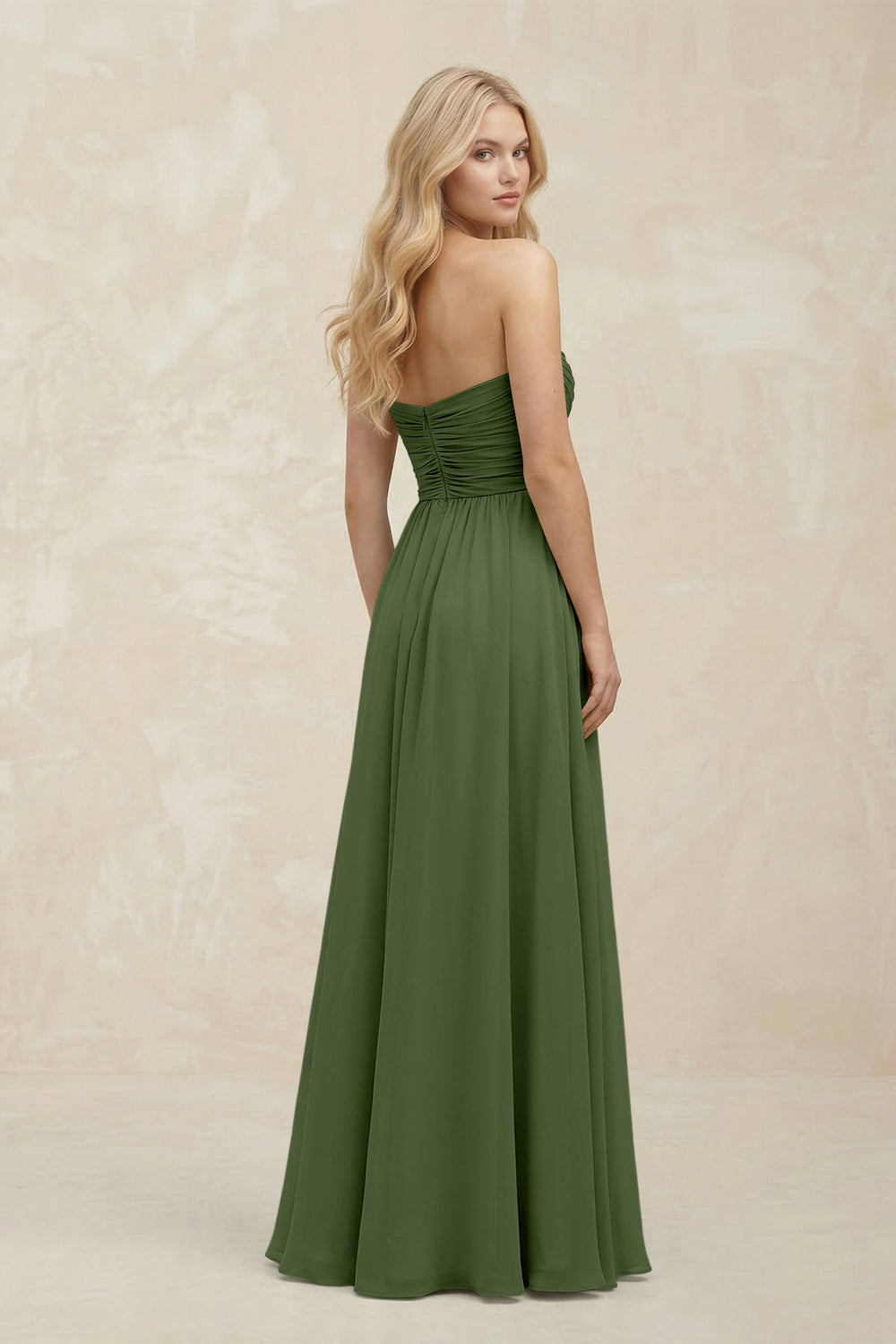 A-Line Sweetheart Pleated Chiffon Bridesmaid Dress in Moss