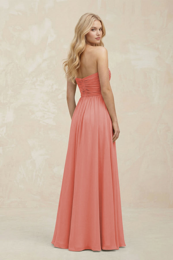 A - Line Sweetheart Pleated Chiffon Bridesmaid Dress in Mulberry - SHE IS ME Bridesmaid Dresses