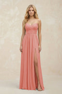 A - Line Sweetheart Pleated Chiffon Bridesmaid Dress in Mulberry - SHE IS ME Bridesmaid Dresses