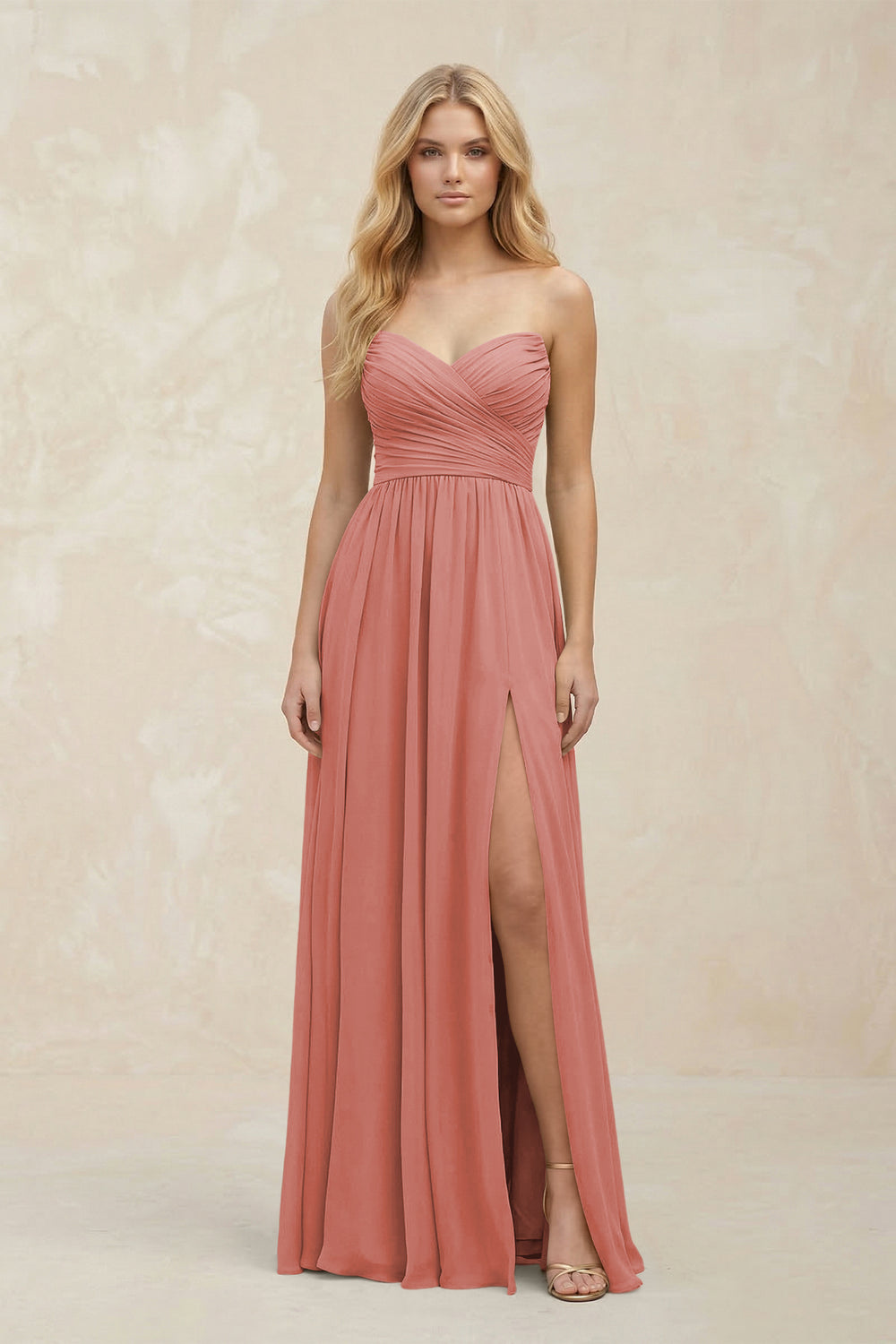 A-Line Sweetheart Pleated Chiffon Bridesmaid Dress in Mulberry