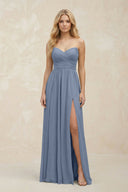 A - Line Sweetheart Pleated Chiffon Bridesmaid Dress in Neptune - SHE IS ME Bridesmaid Dresses