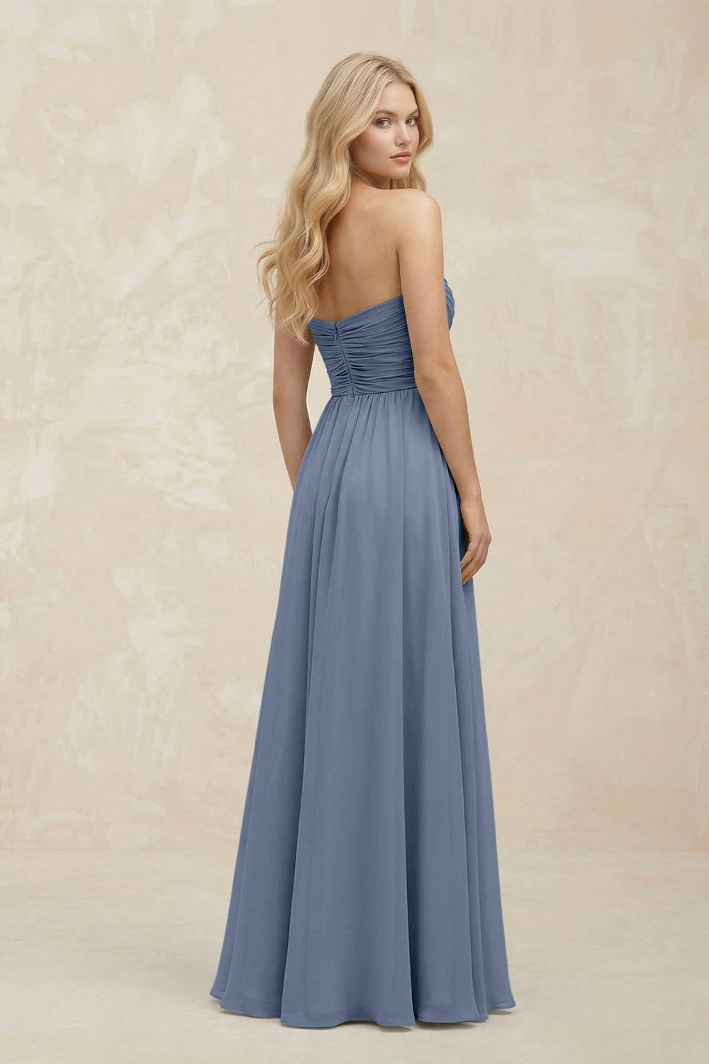 A - Line Sweetheart Pleated Chiffon Bridesmaid Dress in Neptune - KISS BRIDAL Bridesmaid Dresses