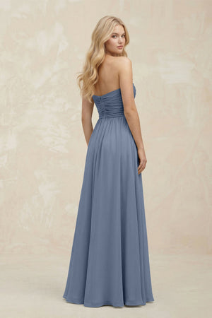 A - Line Sweetheart Pleated Chiffon Bridesmaid Dress in Neptune - SHE IS ME Bridesmaid Dresses