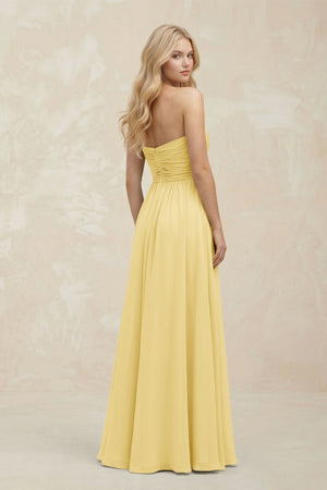 A - Line Sweetheart Pleated Chiffon Bridesmaid Dress in Pastel Yellow - SHE IS ME Bridesmaid Dresses