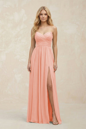 A - Line Sweetheart Pleated Chiffon Bridesmaid Dress in Rose Petal - SHE IS ME Bridesmaid Dresses