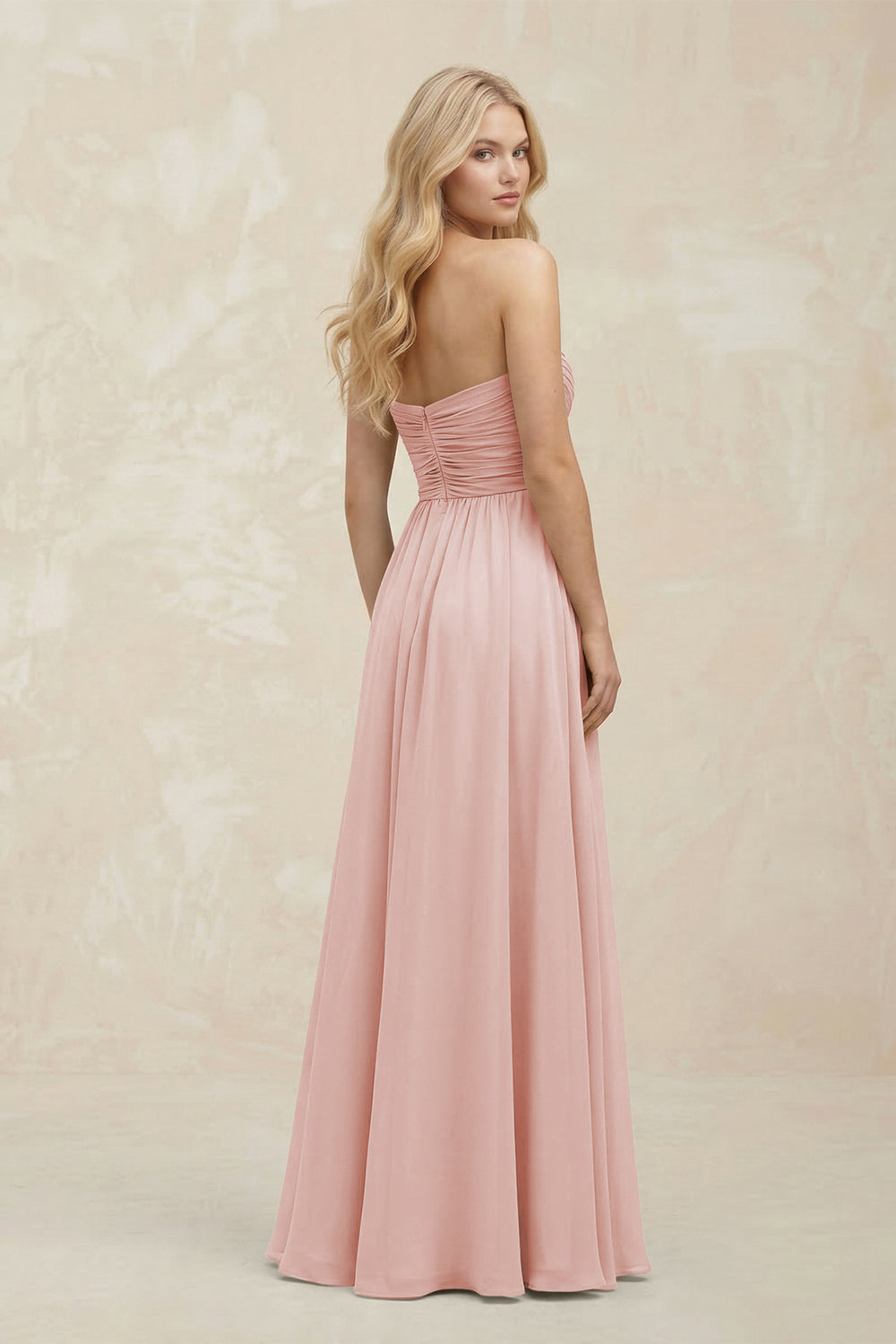 A-Line Sweetheart Pleated Chiffon Bridesmaid Dress in Rose Petal