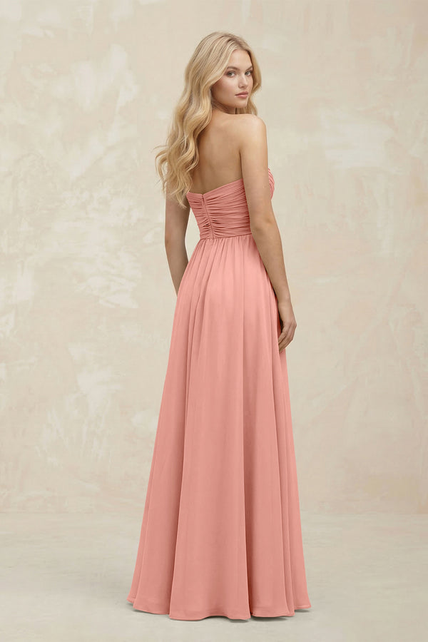 A-Line Sweetheart Pleated Chiffon Bridesmaid Dress in Rosette (2) | KISSBRIDAL
