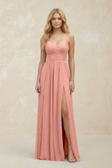 A-Line Sweetheart Pleated Chiffon Bridesmaid Dress in Rosette | KISSBRIDAL