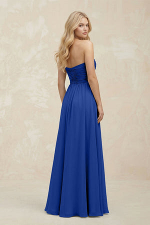 A - Line Sweetheart Pleated Chiffon Bridesmaid Dress in Royal Blue - SHE IS ME Bridesmaid Dresses