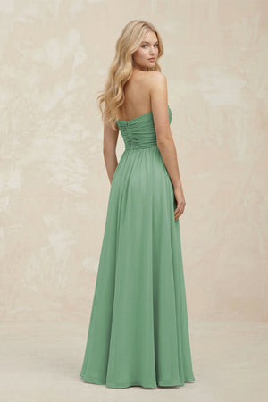 A - Line Sweetheart Pleated Chiffon Bridesmaid Dress in Sea Glass - SHE IS ME Bridesmaid Dresses