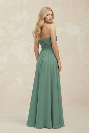 A-Line Sweetheart Pleated Chiffon Bridesmaid Dress in Sea Glass (2) | KISSBRIDAL