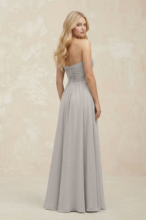 A - Line Sweetheart Pleated Chiffon Bridesmaid Dress in Silver - SHE IS ME Bridesmaid Dresses