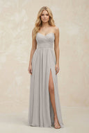 A - Line Sweetheart Pleated Chiffon Bridesmaid Dress in Silver - SHE IS ME Bridesmaid Dresses