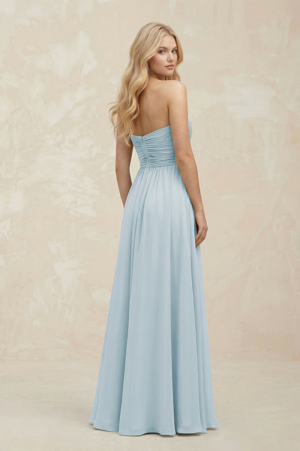 A-Line Sweetheart Pleated Chiffon Bridesmaid Dress in Sky Blue