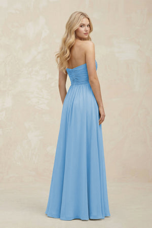 A - Line Sweetheart Pleated Chiffon Bridesmaid Dress in Steel Blue - SHE IS ME Bridesmaid Dresses