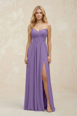 A - Line Sweetheart Pleated Chiffon Bridesmaid Dress in Tahiti - SHE IS ME Bridesmaid Dresses