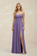 A-Line Sweetheart Pleated Chiffon Bridesmaid Dress in Tahiti | KISSBRIDAL