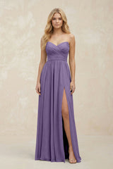 A-Line Sweetheart Pleated Chiffon Bridesmaid Dress in Tahiti | KISSBRIDAL