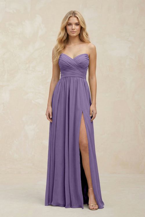 A-Line Sweetheart Pleated Chiffon Bridesmaid Dress in Tahiti | KISSBRIDAL