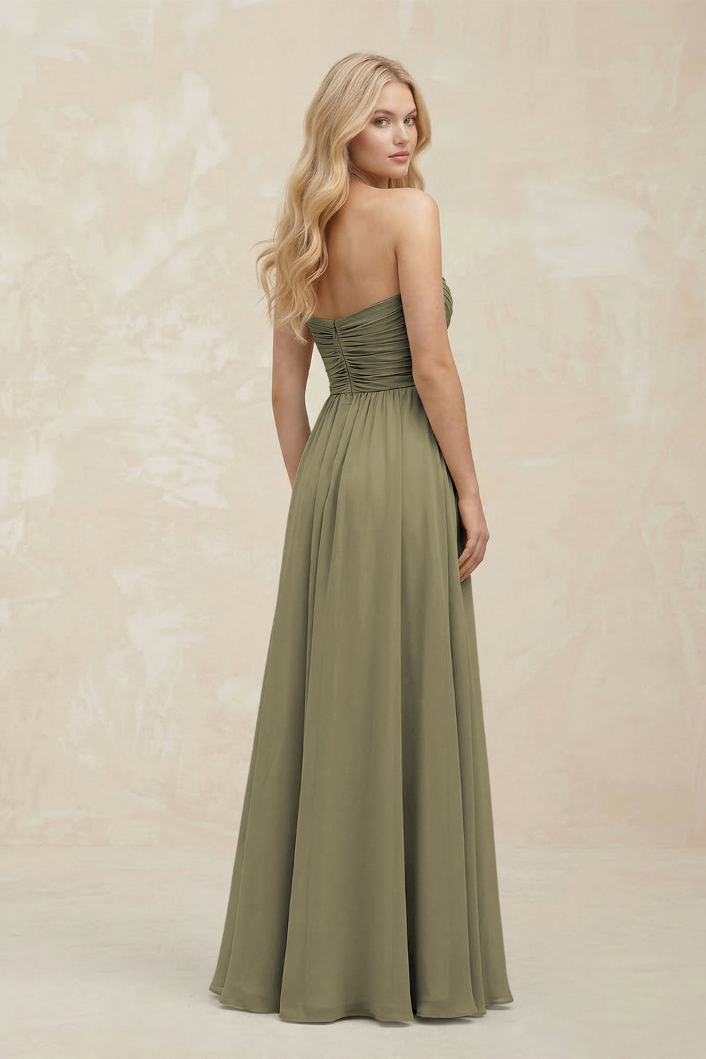 A-Line Sweetheart Pleated Chiffon Bridesmaid Dress in Thyme