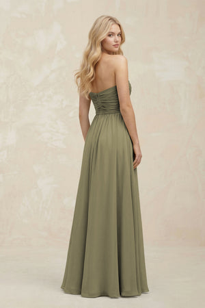 A-Line Sweetheart Pleated Chiffon Bridesmaid Dress in Thyme (2) | KISSBRIDAL