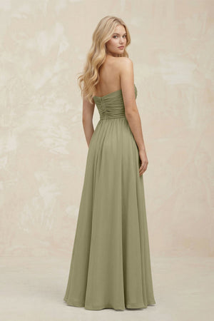 A - Line Sweetheart Pleated Chiffon Bridesmaid Dress in Thyme - SHE IS ME Bridesmaid Dresses