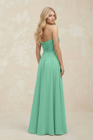 A - Line Sweetheart Pleated Chiffon Bridesmaid Dress in Turquoise - SHE IS ME Bridesmaid Dresses