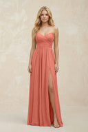 A - Line Sweetheart Pleated Chiffon Bridesmaid Dress in Wild Rose - SHE IS ME Bridesmaid Dresses