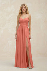A - Line Sweetheart Pleated Chiffon Bridesmaid Dress in Wild Rose - KISS BRIDAL Bridesmaid Dresses