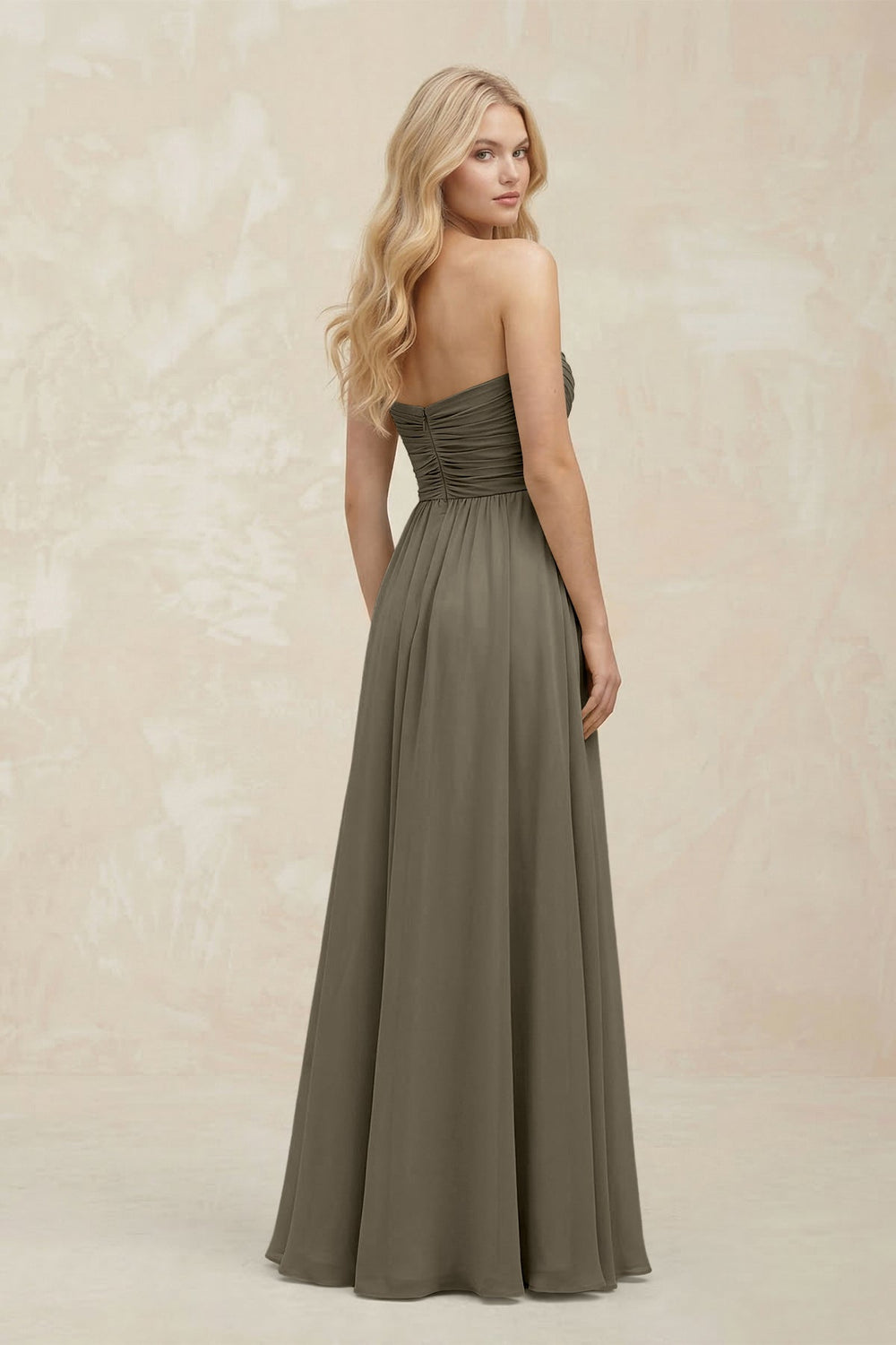 A - Line Sweetheart Pleated Chiffon Bridesmaid Dress in Willow Green - KISS BRIDAL Bridesmaid Dresses