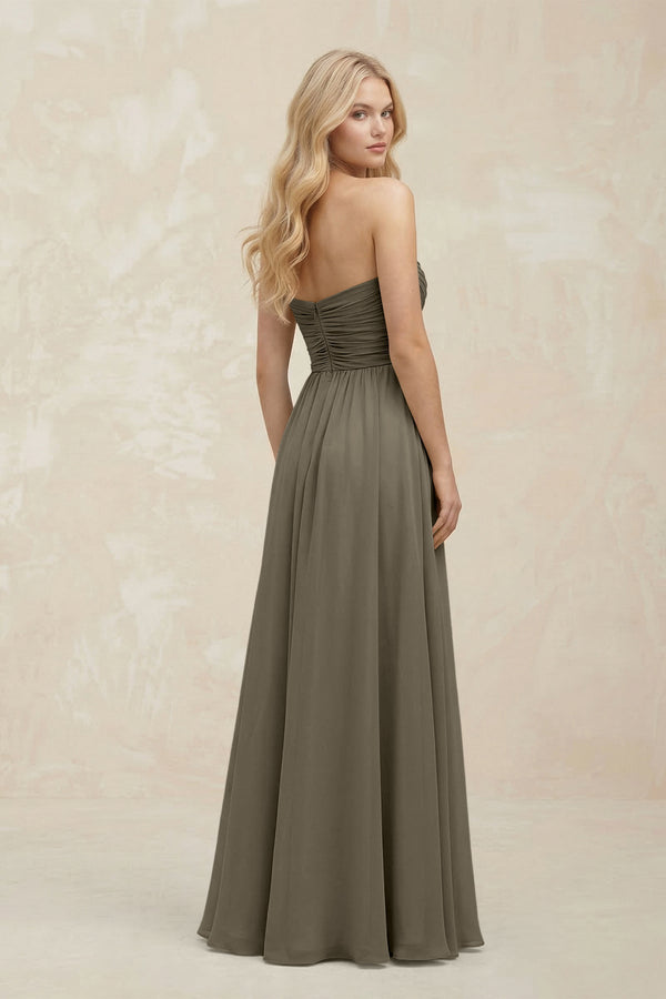 A - Line Sweetheart Pleated Chiffon Bridesmaid Dress in Willow Green - SHE IS ME Bridesmaid Dresses
