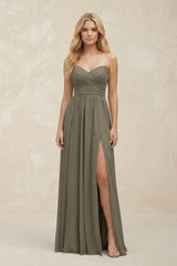 A - Line Sweetheart Pleated Chiffon Bridesmaid Dress in Willow Green - KISS BRIDAL Bridesmaid Dresses