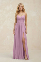 A - Line Sweetheart Pleated Chiffon Bridesmaid Dress in Wisteria - KISS BRIDAL Bridesmaid Dresses