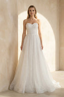 A Line Sweetheart Tulle Wedding Dress in White - SHE IS ME Wedding Dresses