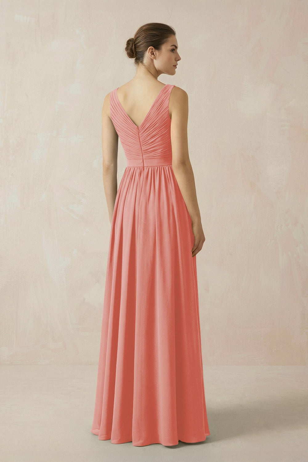 A - Line V - Neck Pleated Chiffon Bridesmaid Dress in Mulberry - KISS BRIDAL Bridesmaid Dresses